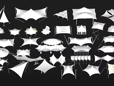 Different Shapes of Tensile Membrane Structures With Modern Design Styles 3d model
