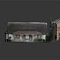 Cartoon Scene Featuring Cute House Model Multiple Buildings Various Roofs Green Lawn And Trees