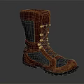 Brown And Blue High Top Boots With Laces For Outdoor Casual Wear