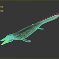 Prehistoric Marine Reptile With Long Slender Body Open Mouth Flipper Limbs And Spotted Skin