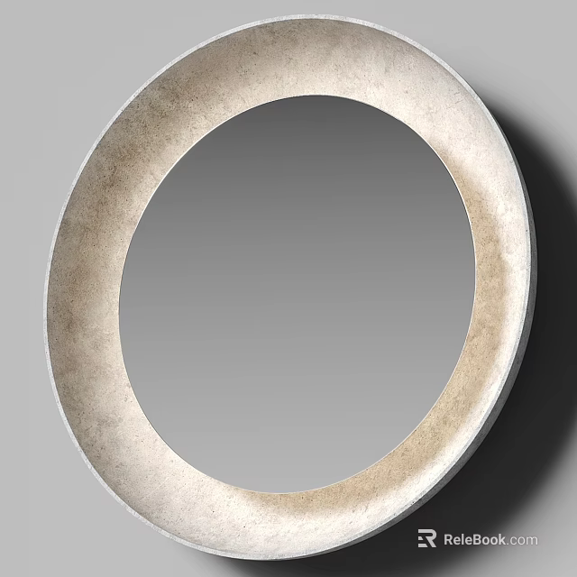 Round Decorative Mirror With Textured Frame On Wall 3d model 