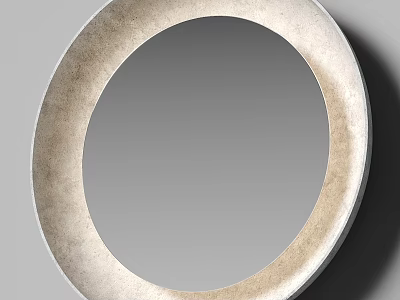 Round Decorative Mirror With Textured Frame On Wall 3d model