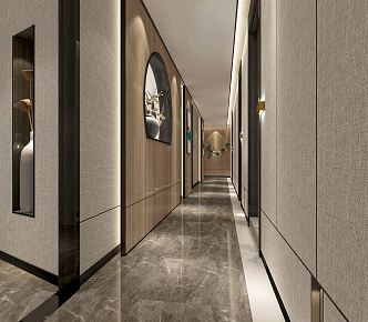 New Chinese Hotel Aisle Hotel Aisle Corridor 3d model