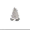 White Christmas Tree Decorative Ornament Set With LED Lights And Festive Display On Black Background