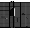 Modern Wardrobe With Glass Doors Hanging Area Storage Shelves Shoes Bags And Built In Lighting