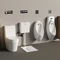 Modern Bathroom Display With White Toilet Urinals And Sanitary Ware