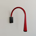 Unique Shaped Red Curved Wall Lamp with Black Base Mounted on White Wall 3d model