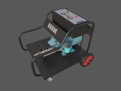 Mobile Industrial High Pressure Washer with Control Panel and Electric Motor for Industrial Cleaning 3d model