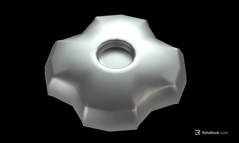 Silver Star Shaped Metallic Object With Central Circular Hole Design 3d model