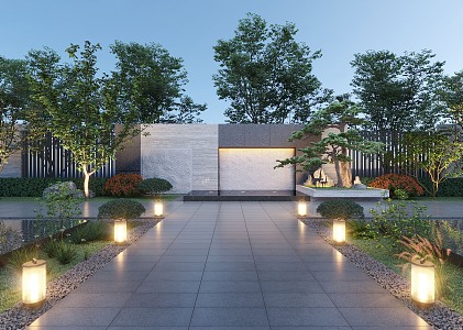 Modern courtyard landscape 3d model