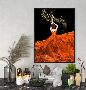 modern figure painting decorative painting 3d model