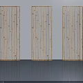 Three Golden Bamboo Hinged Doors With Vertical Slats For Interior Design 3d model