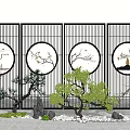 New Chinese landscape sketch gardening sketch screen partition 3d model
