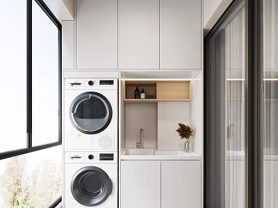 Balcony drying rack washing and drying integrated washing machine dryer 3d model