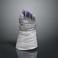 Fashionable Silver Glove With Purple Fingertips And White Fabric Wrist Design