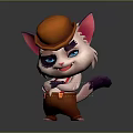 Cartoon Game Character Wearing Orange Hat Pants Pink Ears Blue Eyes And Crossed Arms