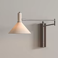 Sleek Modern Wall Lamp With Adjustable Silver Metal Arm And Beige Conical Shade