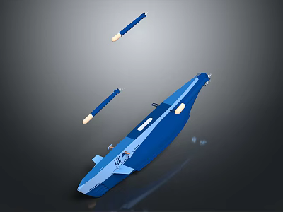 Blue Streamlined Futuristic Vehicle With Two Illuminated Blue Rods On Dark Background 3d model