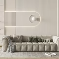 Modern Interior Design With Multi Seater Sofa Pillows Blanket And Wall Light 3d model