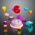 Decorative Lights for Birthday Party Featuring Cake Number 6 Balloon and Gift Boxes