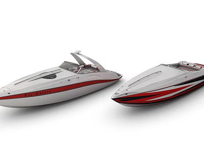 Modern Speed Yachts With Red White Color Scheme 3d model