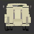 Cream Colored Model Flatbed Truck With Long Flatbed And Green Detail