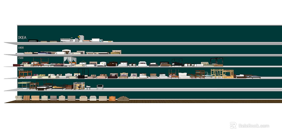 Various Double Bed Styles Featuring Different Frame Materials And Headboard Designs 3d model