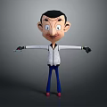 3D Cartoon Character With Black Hair Big Eyes In White Jacket Blue Pants And Red Shoes