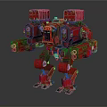 Red Mechanical Robot Character With Armored Structure And Heavy Machinery Design
