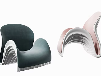 Modern single chair leisure chair combination 3d model