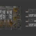 Red Brick Apartment Buildings With Gray Roofs Street Scene Trees And Fallen Leaves