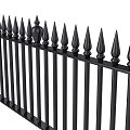 Traditional Black Wrought Iron Fence With Spiked Top And Vertical Bars