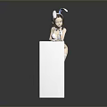 Anime Female Character With Rabbit Ears Leaning On White Animeillo Phon Box