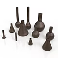 Decorative Ceramic Vases In Various Shapes Sizes And Matte Brown Finish For Home Decor