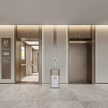 Modern Elevator Lobby Interior With Signage And Trash Bin 3d model