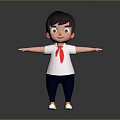 Cartoon Game Movie Character Boy With Brown Hair White Shirt Red Scarf Arms Outstretched
