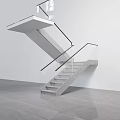 Modern Staircase With Glass Railing And Concrete Steps In Open Modern Interior