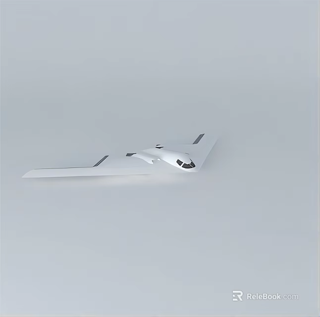 White Stealth Fighter Jet Model with Broad Wings and Streamlined Body on White Background 3d model 