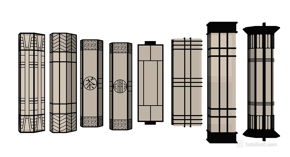 Diverse Design Wall Lamps With Traditional Patterns And Modern Frame Structures 3d model