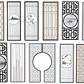 Elegant Decorative Room Dividers With Various Artistic Patterns And Geometric Designs 3d model