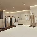 Clothing Store Interior With Displayed Clothes Sofa Coffee Table Mirror And Bright Lighting 3d model