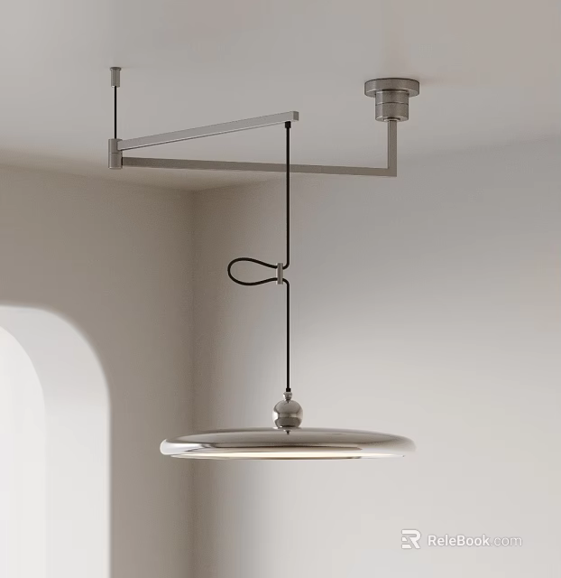 Modern Pendant Light with Minimalist Metal Frame and Circular Shade for Contemporary Indoor Home Decor 3d model 