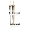 Practical Wall Mounted Umbrella Holder With Wooden Hooks And Storage Shelves