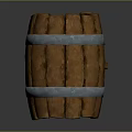 Wooden Barrel Structure With Rustic Wooden Staves And Metal Hoops With Rivets