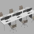 Modern Open Office Area With Desks Chairs And Computer Monitors Setup 3d model
