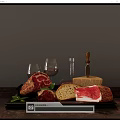 Modern Food Red Wine Food Drink Ornaments Combination 3d model
