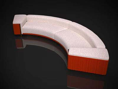 Contemporary Curved Sectional Sofa In White Upholstery With Wooden Legs And Sleek Design 3d model