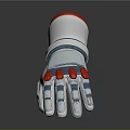 Futuristic Mechanical Glove Design With Silver Body And Pink Finger Accents