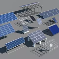 Various Solar Panel Designs With Different Mounting Structures And Layouts 3d model
