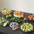 Fresh Colorful Assorted Fruits in Multiple Bowls Arranged on Table with Various Types